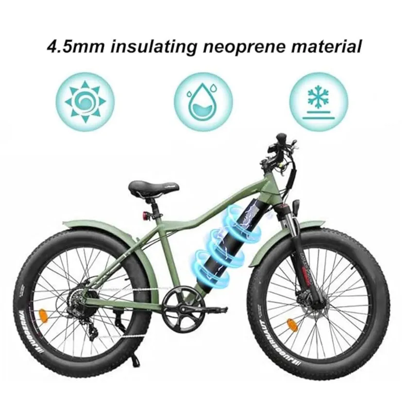 Weatherproof eBike Battery Cover for Electric Bicycles - Neoprene Battery Protector