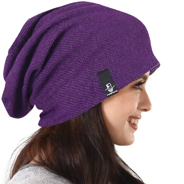 Women Jersey Oversized Slouch Beanie Hats B305