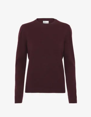 Women Light Merino Wool Crew - Oxblood Red
