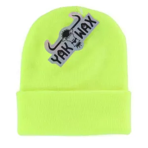 Yakwax Foldover Junior Cuffed Beanie - Fluoro Yellow