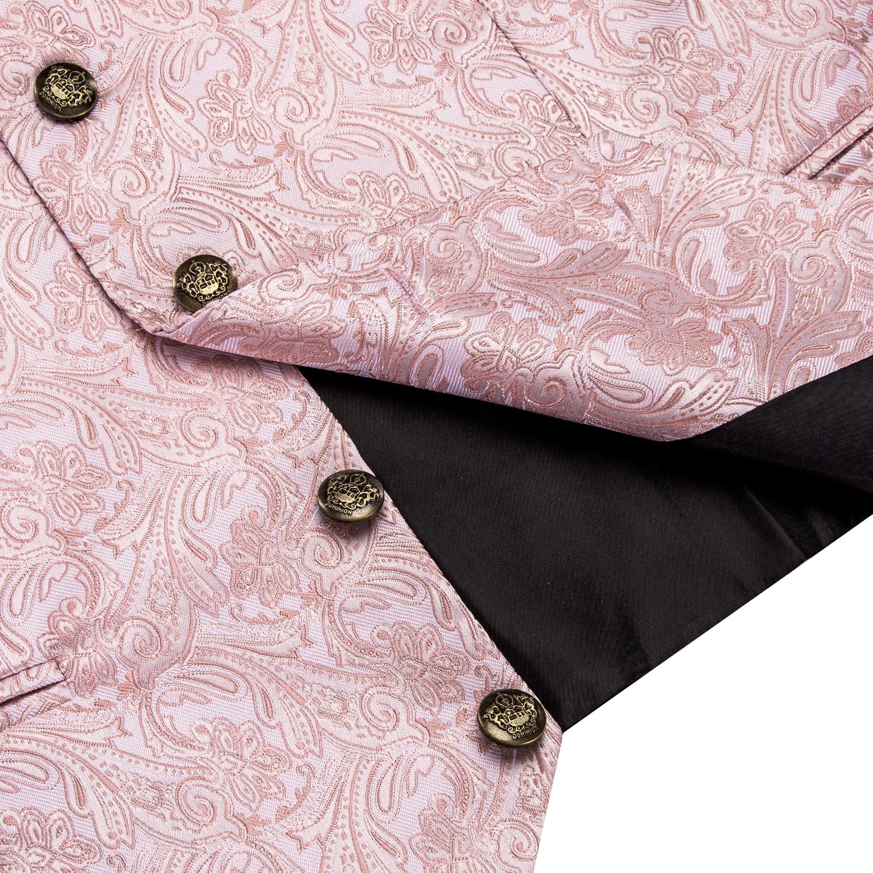 YourTies Paisley Waistcoat Pink Jacquard Notched Lapel Vest Tie Set